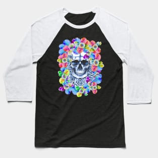 Floral skull memento mori lady death Baseball T-Shirt